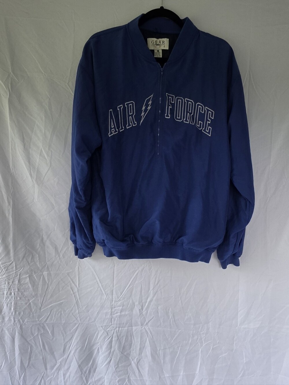 Vintage Air Force Blue Nylon Track Jacket Windbreaker Gear for Sports M